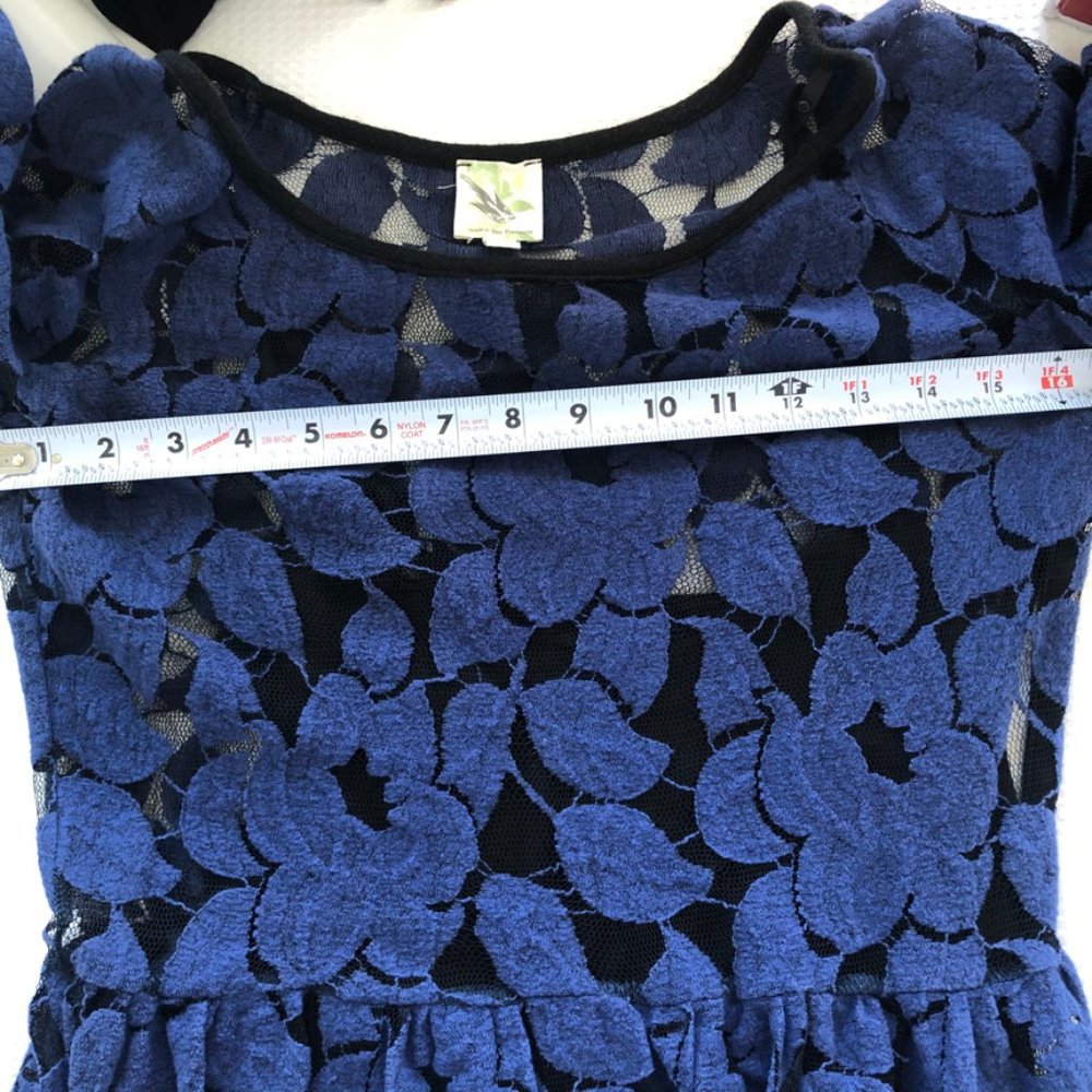 Sparrow, Blue Flocked Lace 2 piece Dress Small - Picture 6 of 8